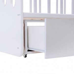 Детская кроватка «Чудо» на маятнике, с ящиком, цвет белый