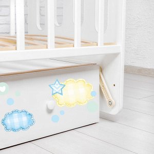 Детская кроватка «Зайка» на маятнике, с ящиком, цвет белый