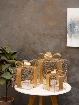 Фигура световая «Кубы золотистые», 25x20x15 см, 90 LED, батарейки ААх8 (не в компл.), свечение тёплое белое