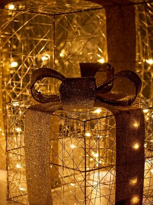 Фигура световая «Кубы золотистые», 25x20x15 см, 90 LED, батарейки ААх8 (не в компл.), свечение тёплое белое