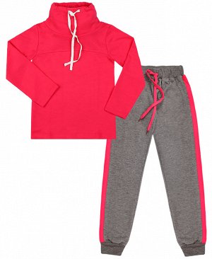 Спортивный серо-розовый комплект для девочек