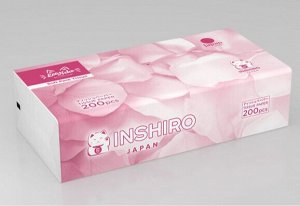 Салфетки бумажные INSHIRO EcoNeko 2-х. сл. белые 200шт/розов.мягкая упаковка