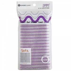 Мочалка для тела с плетением «Волна» полосатая "Bali Shower Towel" (особо мягкая) размер 27 см х 100 см