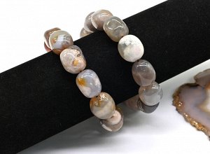 Браслет из Агата Сакура галтовка 13*18мм, 65г, 18см