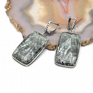 Серьги серафинит 18*32мм.