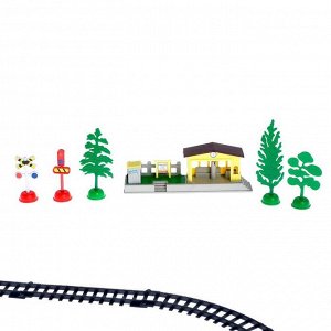Железная дорога «Электропоезд», работает от батареек, в комплекте: деревья, знаки и станция