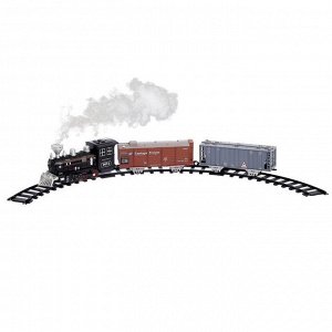Железная дорога «Грузовой локомотив», свет и звук, с дымом, работает от батареек