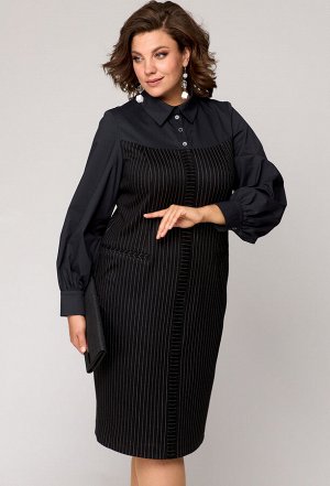 Платье EVA GRANT 9004 чёрный в полоску