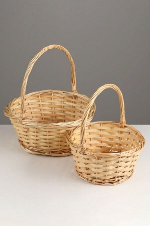 Набор корзин плетёных, 2 шт., 29x29x14 см, 23x23x12 см, ива, натуральный цвет