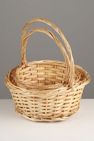 Набор корзин плетёных, 2 шт., 29x29x14 см, 23x23x12 см, ива, натуральный цвет