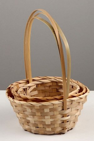 Набор корзин плетёных, 3 шт., 21x21x10 см,18x18x10, 16x16x10 см, бамбук, натуральный цвет