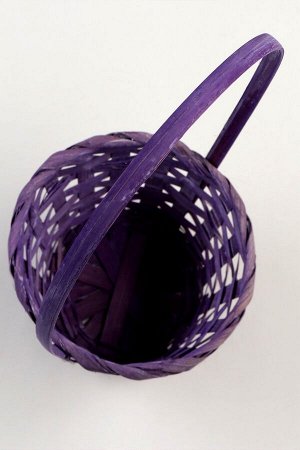 Корзина плетёная, 13x13x9.5 см, ручка h=21 см, бамбук, фиолетовая