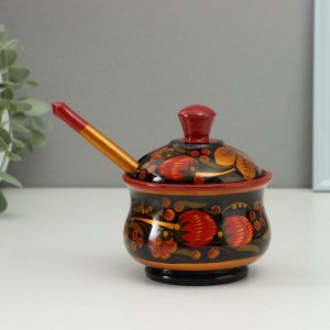 Сахарница, с ложкой, 10?9 см, хохлома
