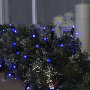 Гирлянда "Нить" 10 м , IP65, УМС, тёмная нить, 100 LED, свечение синее, 220 В