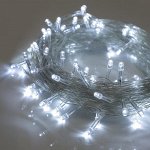 Гирлянда &quot;Нить&quot; 10 м , IP20, прозрачная нить, 100 LED, свечение белое, 8 режимов, 220 В