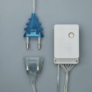 Гирлянда «Занавес» 2 x 1.5 м с насадками «Ёжики», IP20, прозрачная нить, 360 LED, свечение синее, 8 режимов, 220 В