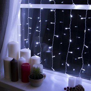 Гирлянда «Занавес» 1.5 x 1 м, IP20, прозрачная нить, 180 LED, свечение белое, 8 режимов, 220 В