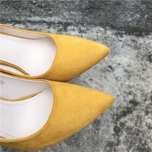 Туфли на шпильках из эко.замши,жёлтый