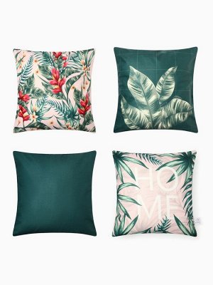 Набор декоративных наволочек Этель "Botanica", 4 шт, 40*40 см, велюр