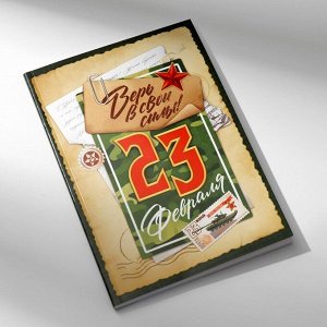 Подарочный набор, ежедневник А5, магнитные закладки и ручка «С днем защитника отечества. 23 февраля»