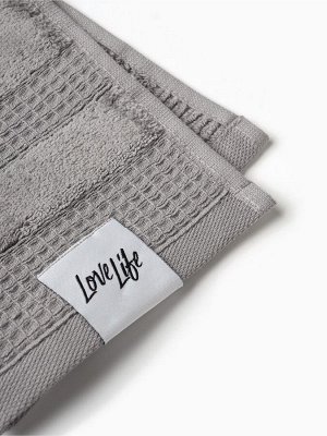 Полотенце махровое LoveLife «Макан» 50x80 см, серое, 100% хлопок, 480 г/м²