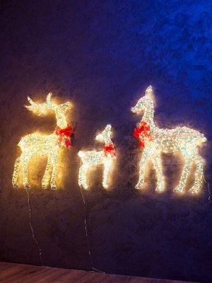 Фигура световая FROSTY «Семья оленей», 64, 100, 100 см, 1740 LED, 220V, свечение тёплое белое