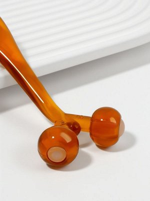 Массажёр для лица и зоны декольте, 2 шара, 14 * 6 * 2 см, цвет коричневый