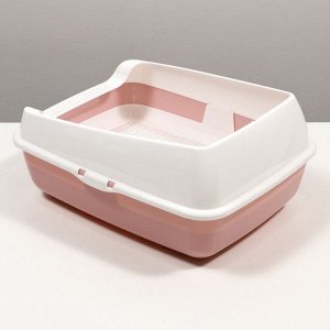 Лоток для кошек совок+ сетка 50,5 х 39 х 23 см, розовый