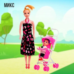 Кукла-модель «Мама с дочкой» с коляской, в ассортименте