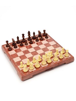 Шахматы магнитные 24x24 см, король h=4.9 см, пешка h=2.4 см