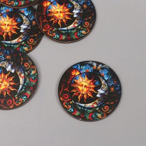 Декор для творчества дерево «Месяц и солнце», 4.6x4.6x0.3 см
