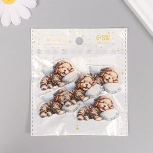 Декор для творчества акрил «Щеночек в пижамке сладко спит на подушке», 2.5x4.5x0.2 см