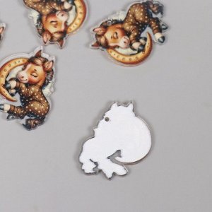Декор для творчества новогодний, акрил «Лошадка в пижамке сладко спит», 2.5x3.4x0.2 см