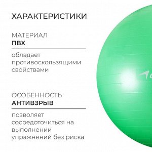 Фитбол ONLYTOP, d=75 см, 1000 г, антивзрыв, цвет зелёный
