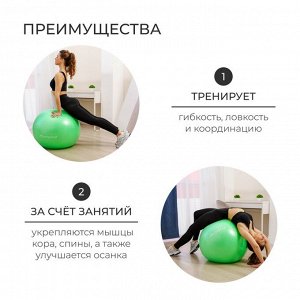 Фитбол ONLYTOP, d=75 см, 1000 г, антивзрыв, цвет зелёный