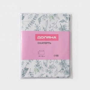 Скатерть на стол Доляна 137?180 см, бело-зеленая