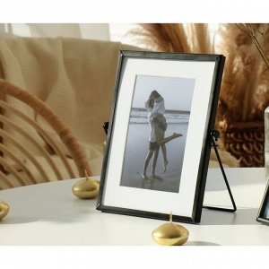 Фоторамка металл на 1 фото 10х15 см "Лофт. Строгие линии" чёрная 20х15 см