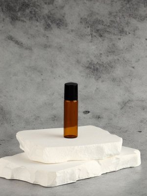 Флакон стеклянный для парфюма, с металлическим роликом, 5 мл, цвет коричневый/чёрный