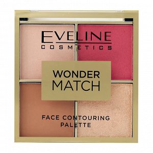 EVELINE WONDER MATCH Палетка для контуринга лица 01 (пудра со светоотражающим эффектом, румяна, бронзер, хайлайтер) 10,8г (*3*24)