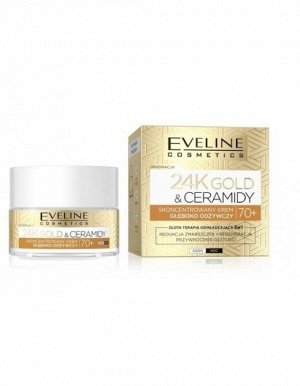 EVELINE 24K GOLD&CERAMIDES Концентрированный глубоко питательный крем 70+ день/ночь 50мл (*30)