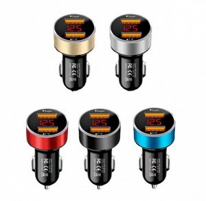Автомобильное зарядное устройство, 2 USB, цифровой дисплей
