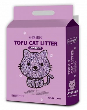 KINGFISHER®️ НАПОЛНИТЕЛЬ ДЛЯ КОШАЧЬИХ ТУАЛЕТОВ ТОФУ (TOFU) "LAVENDER", с ароматом лаванды, пакет 2,8 кг (7 литров)