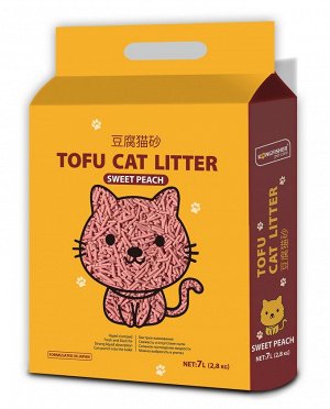 KINGFISHER®️ НАПОЛНИТЕЛЬ ДЛЯ КОШАЧЬИХ ТУАЛЕТОВ ТОФУ (TOFU) "SWEET PEACH", с ароматом сладкого персика, пакет 2,8 кг (7 литров)