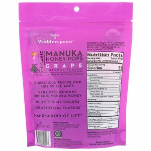 Wedderspoon, Organic Manuka Honey Pops, Grape, 24 Count, 4.15 oz (118 g)