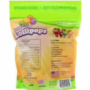 Xyloburst, Sugar-Free Lollipops with Xylitol, Assorted Flavors, Approximately 25 Lollipops (9.3 oz)