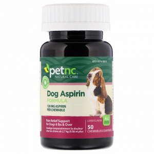 Petnc NATURAL CARE, Естественный уход за животными, состав с аспирином для собак, все собаки, вкус печени, 120 мг, 50 жевательны