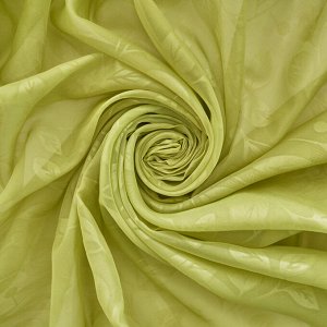 Ткань Вуаль с тиснением листья зеленое яблоко                 (ш.300см)