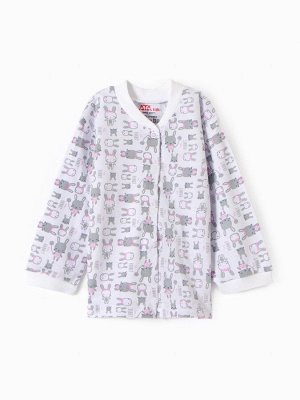 Кофточка детская ATA kids «Зайки», белая/розовая.