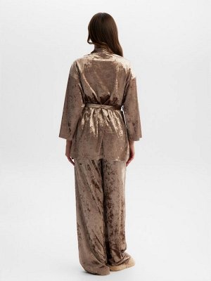 Пижама женская (жакет, брюки) KAFTAN Velvet, кофейная