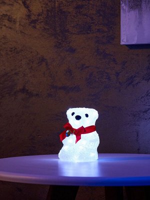Светодиодная фигура «Медвежонок» 13x10 см, акрил, 20 LED, батарейки ААх2 (не в комплекте), свечение белое